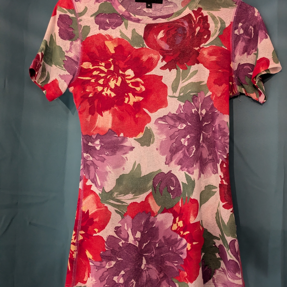 Karen Kane Semi-Sheer Floral Short Sleeve Top